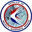 Apollo 15 Insignia mit den Namen der Crew und der Landestelle Hadley Appenninnen