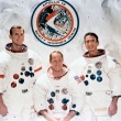 Apollo 15 Crew von Links: Kommandant David Scott, Pilot der Kommandokapsel Alfred Worden und Pilot der Mondfähre James Irwin